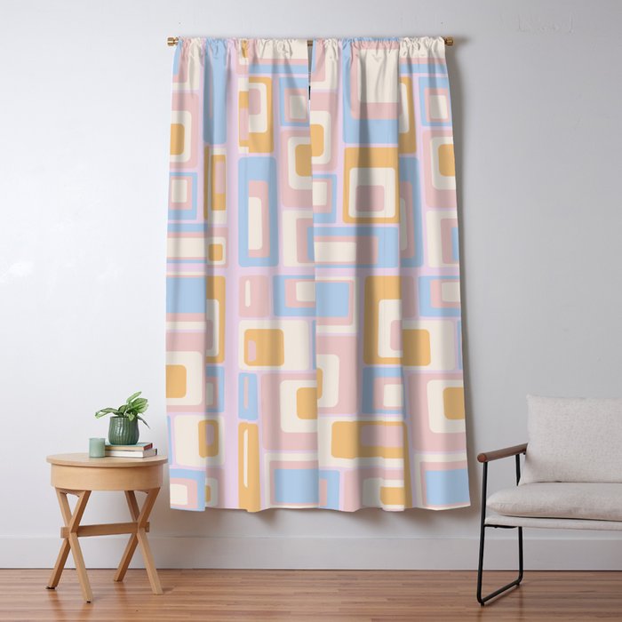 mid century mod squares pastel beach palette Window Curtain Gallery Image 1