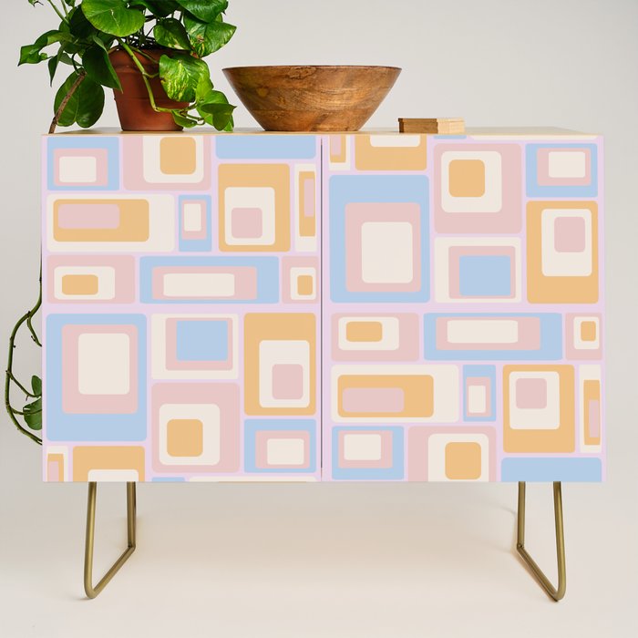 mid century mod squares pastel beach palette Credenza Gallery Image 1
