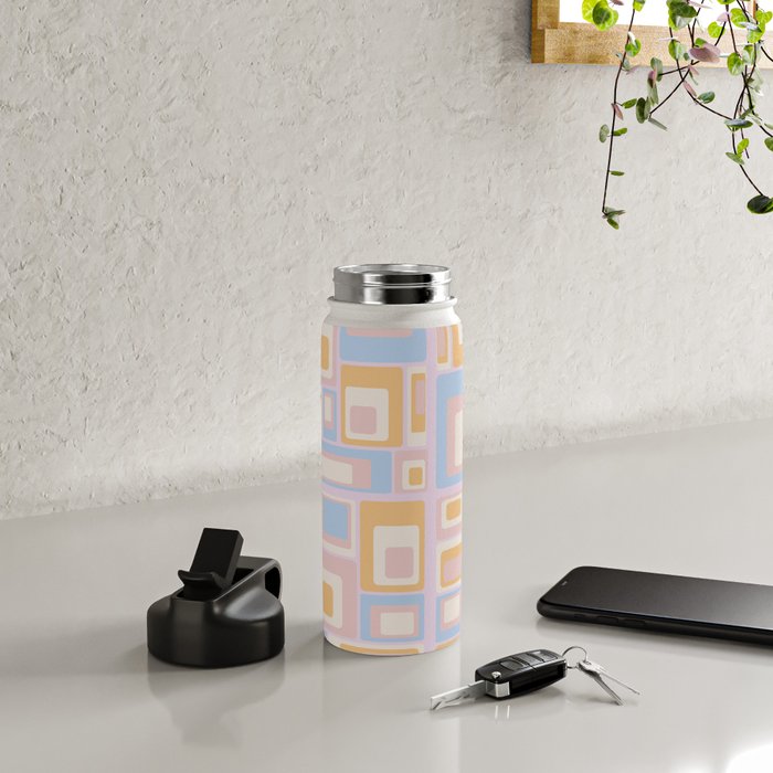 mid century mod squares pastel beach palette Water Bottle Gallery Image 4