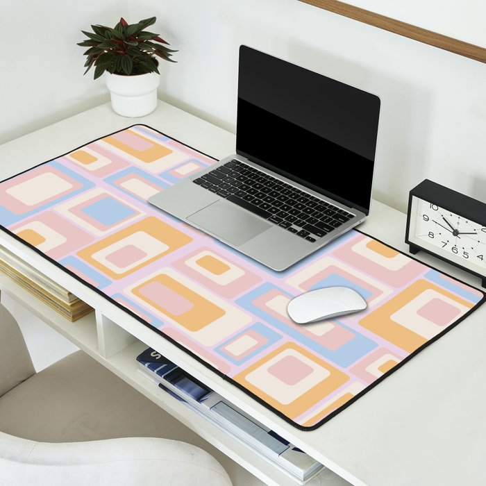 mid century mod squares pastel beach palette Desk Mat Gallery Image 2