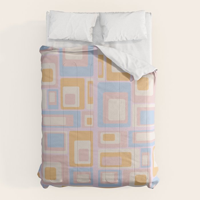 mid century mod squares pastel beach palette Comforter Gallery Image 6