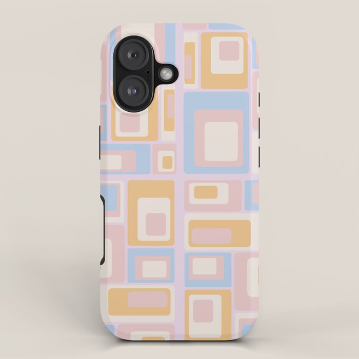 mid century mod squares pastel beach palette iPhone Case Gallery Image 1
