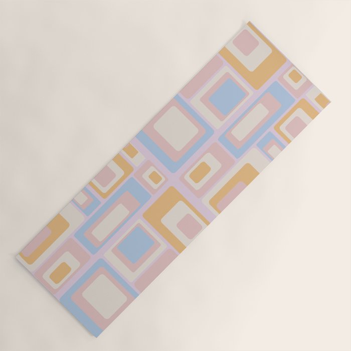 mid century mod squares pastel beach palette Yoga Mat Gallery Image 1