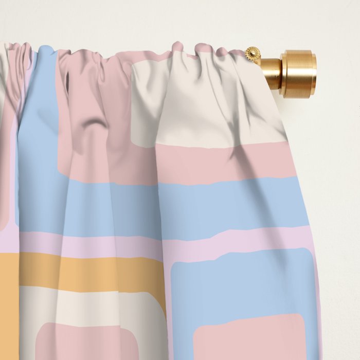 mid century mod squares pastel beach palette Window Curtain Gallery Image 2