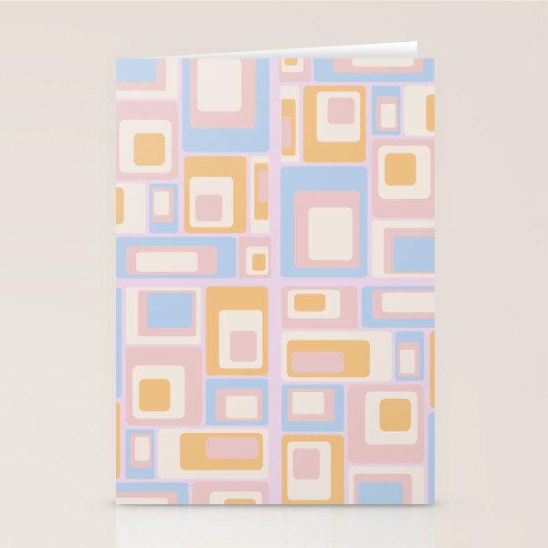 Mid Century Mod Squares Pastel Beach Palette Stationery Card