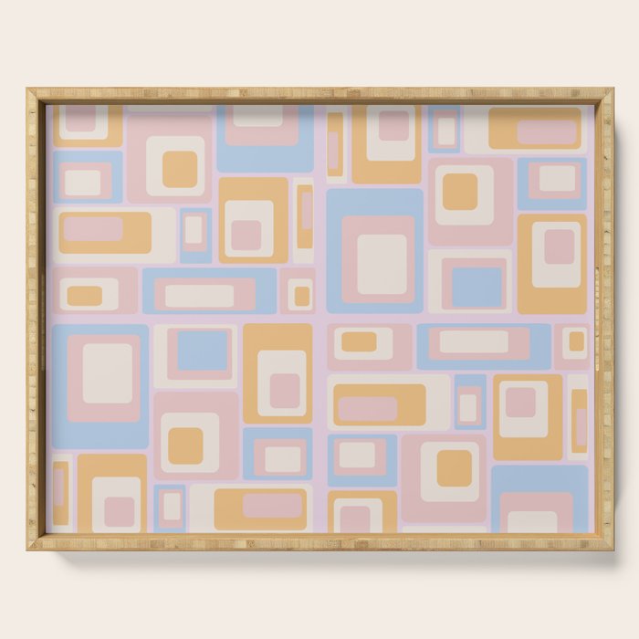 mid century mod squares pastel beach palette Serving Tray Gallery Image 1