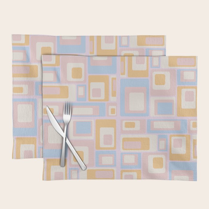mid century mod squares pastel beach palette Placemat Gallery Image 1