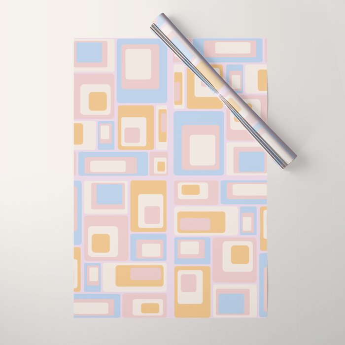 mid century mod squares pastel beach palette Wrapping Paper Gallery Image 1