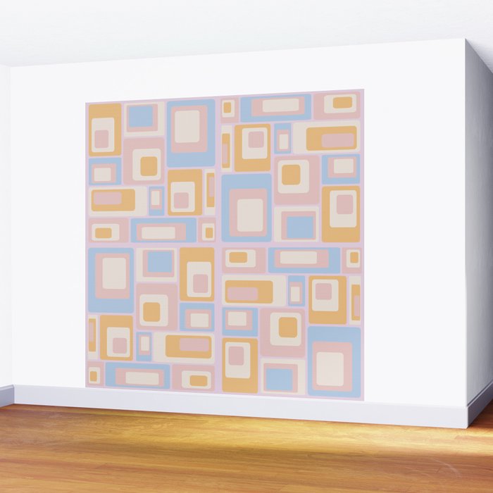 mid century mod squares pastel beach palette Wall Mural Gallery Image 2