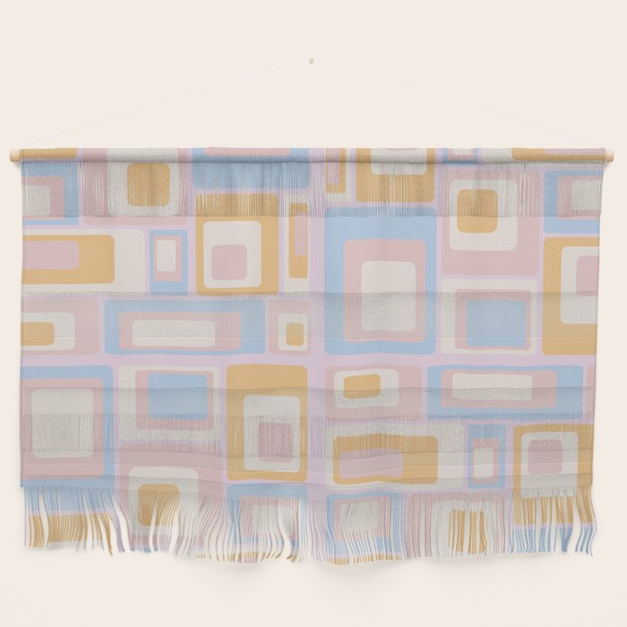 mid century mod squares pastel beach palette Wall Hanging Gallery Image 1