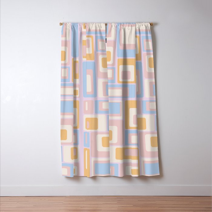 mid century mod squares pastel beach palette Window Curtain Gallery Image 3