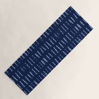 White stripes over blue shibori tie dye pattern Yoga Mat Gallery Image 1
