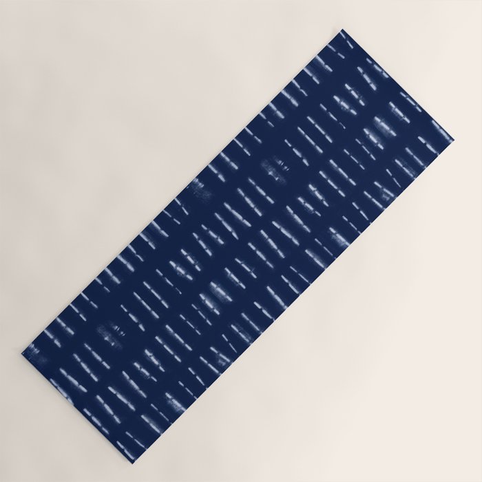 White stripes over blue shibori tie dye pattern Yoga Mat Gallery Image 1