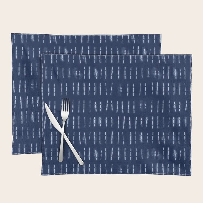 White stripes over blue shibori tie dye pattern Placemat Gallery Image 1