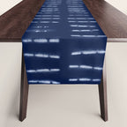 White stripes over blue shibori tie dye pattern Table Runner Gallery Image 1