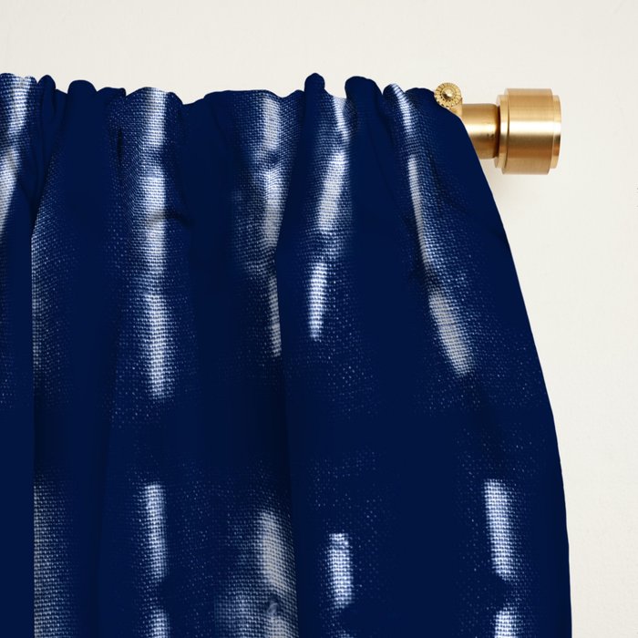 White stripes over blue shibori tie dye pattern Window Curtain Gallery Image 2