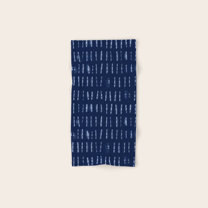 White stripes over blue shibori tie dye pattern Bath Towel Gallery Image 1
