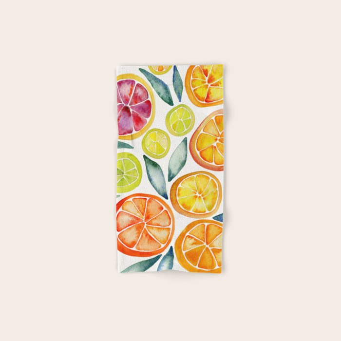 Sliced Citrus Watercolor Bath Towel Gallery Image 1
