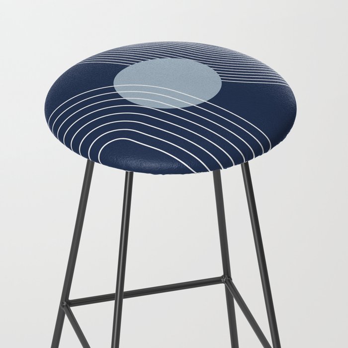Geometric Lines in night Blue 10 (Rainbow and Sun Abstract) Stool Gallery Image 2