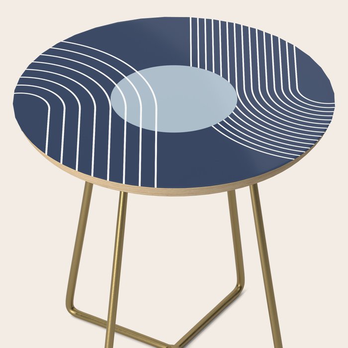 Geometric Lines in night Blue 10 (Rainbow and Sun Abstract) Side Table Gallery Image 2