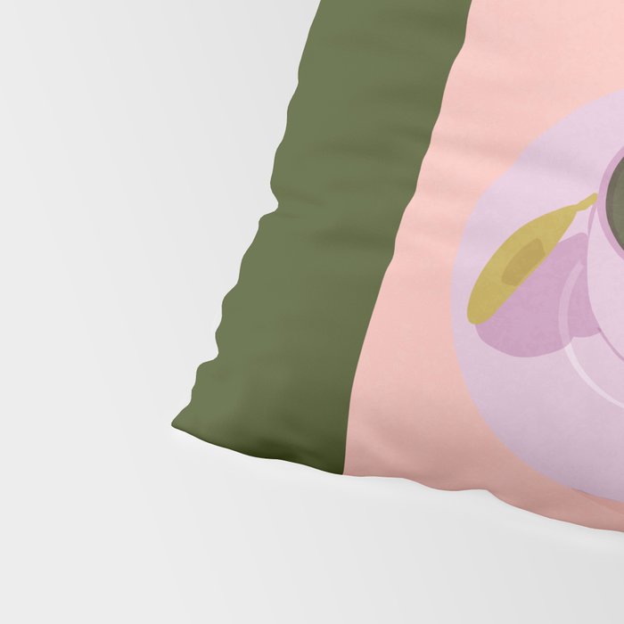 I love you so matcha - a matcha latte illustration in forest green and pink Pillow Sham Gallery Image 4