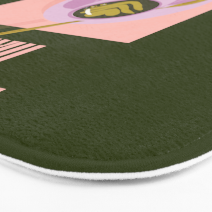 I love you so matcha - a matcha latte illustration in forest green and pink Bath Mat Gallery Image 3