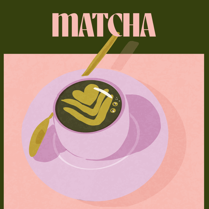 I love you so matcha - a matcha latte illustration in forest green and pink Coffee Mug Gallery Image 2