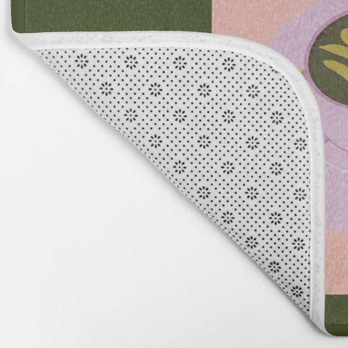 I love you so matcha - a matcha latte illustration in forest green and pink Bath Mat Gallery Image 2