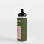 I love you so matcha - a matcha latte illustration in forest green and pink Water Bottle Gallery Image 2