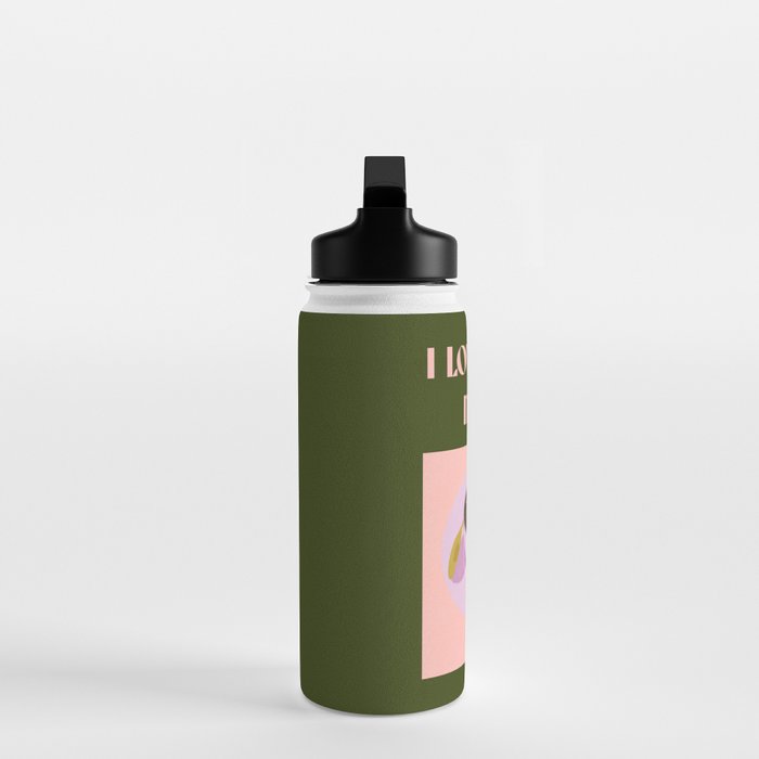 I love you so matcha - a matcha latte illustration in forest green and pink Water Bottle Gallery Image 3