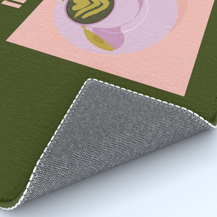I love you so matcha - a matcha latte illustration in forest green and pink Rug Gallery Image 4