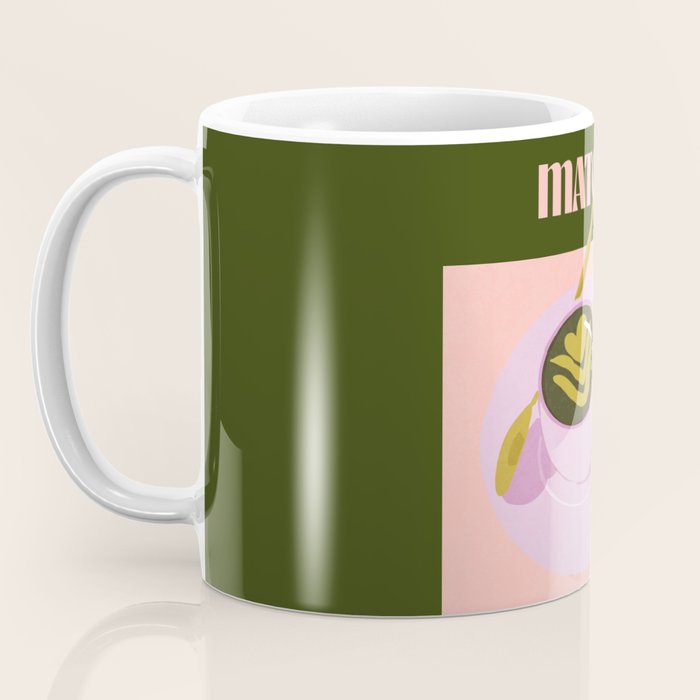I love you so matcha - a matcha latte illustration in forest green and pink Coffee Mug Gallery Image 3