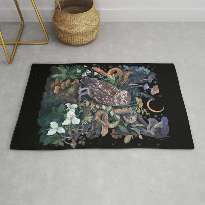 Owl and Snakes Mushroom forest Rug Gallery Image 1