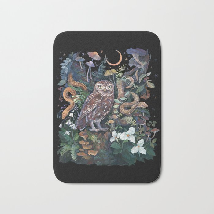 Owl and Snakes Mushroom forest Bath Mat Gallery Image 1