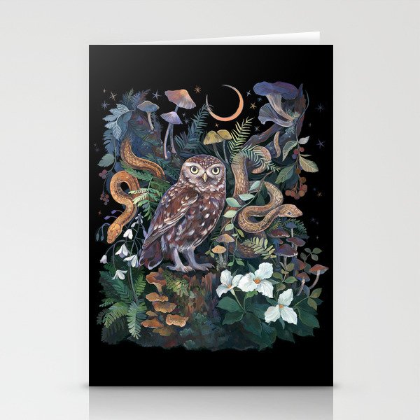 Owl and Snakes Mushroom forest Stationery Card Gallery Image 1