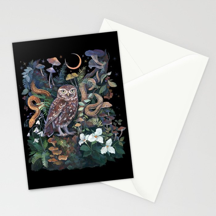 Owl and Snakes Mushroom forest Stationery Card Gallery Image 2