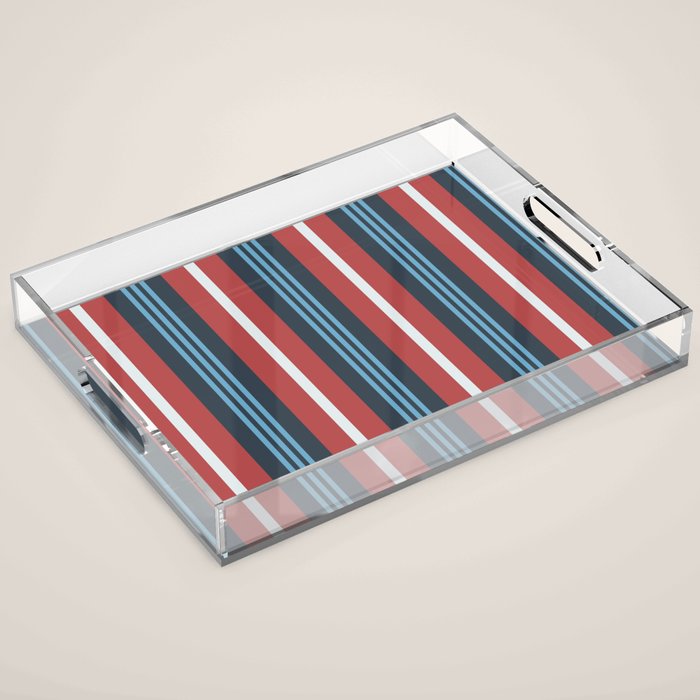 Bold Retro Stripe Pattern - Cozy Heirloom Acrylic Tray Gallery Image 1