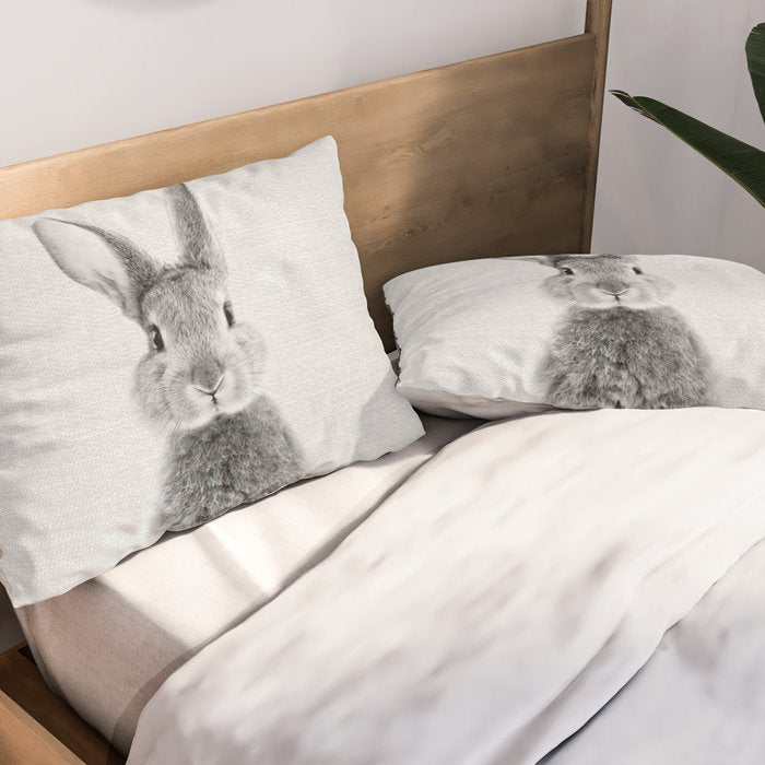 Rabbit - Black & White Pillow Sham Gallery Image 2