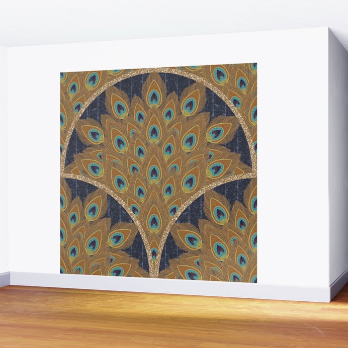 Peacock Art Deco Wall Mural Gallery Image 2