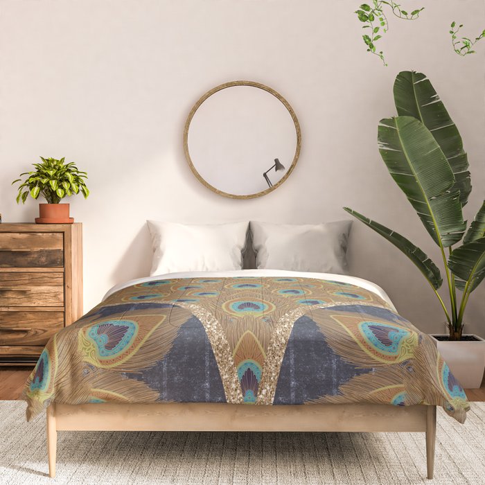 Peacock Art Deco Comforter Gallery Image 3