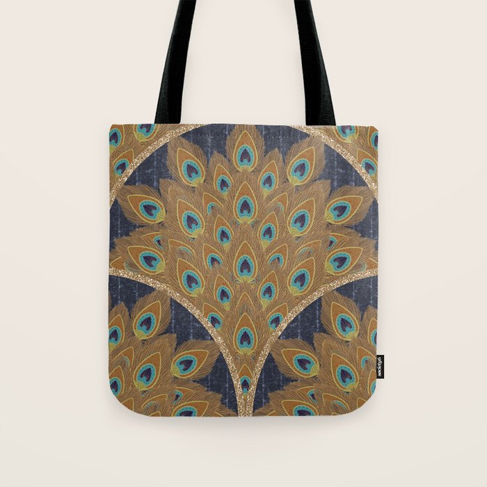 Peacock Art Deco Tote Bag Gallery Image 1