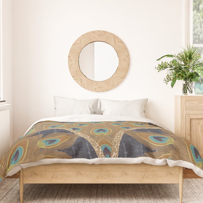 Peacock Art Deco Duvet Cover Gallery Image 3