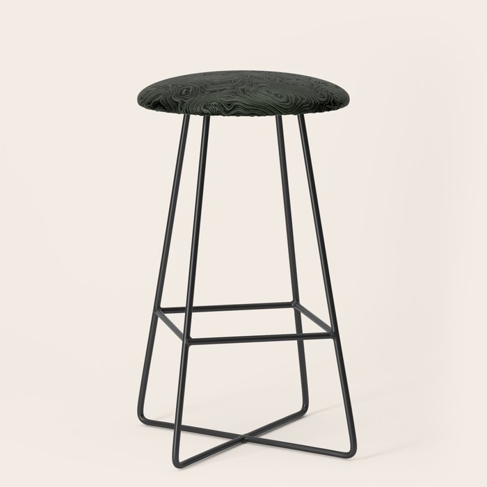 Luxury Moss Green Rippled Moiré Pattern Stool Gallery Image 1