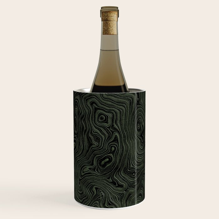 Luxury Moss Green Rippled Moiré Pattern Wine Chiller Gallery Image 2