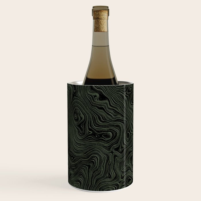 Luxury Moss Green Rippled Moiré Pattern Wine Chiller Gallery Image 1