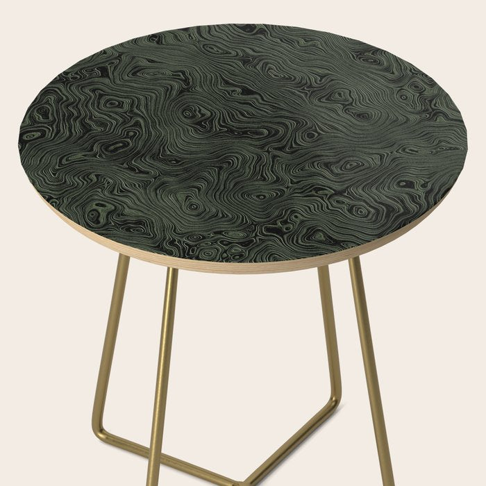 Luxury Moss Green Rippled Moiré Pattern Side Table Gallery Image 2