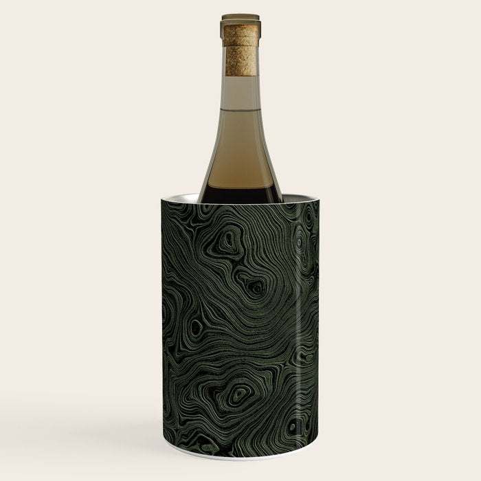 Luxury Moss Green Rippled Moiré Pattern Wine Chiller Gallery Image 3