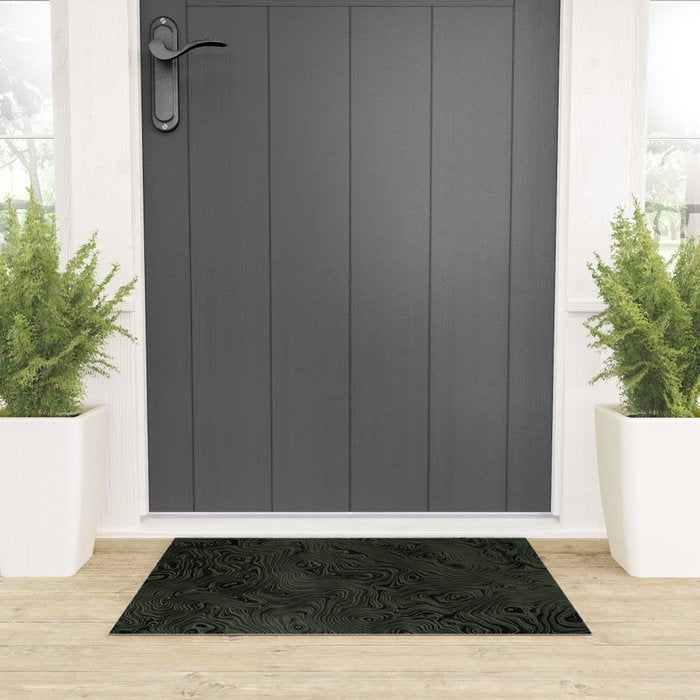 Luxury Moss Green Rippled Moiré Pattern Welcome Mat Gallery Image 3