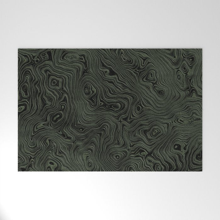 Luxury Moss Green Rippled Moiré Pattern Welcome Mat Gallery Image 1