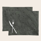 Luxury Moss Green Rippled Moiré Pattern Placemat Gallery Image 1